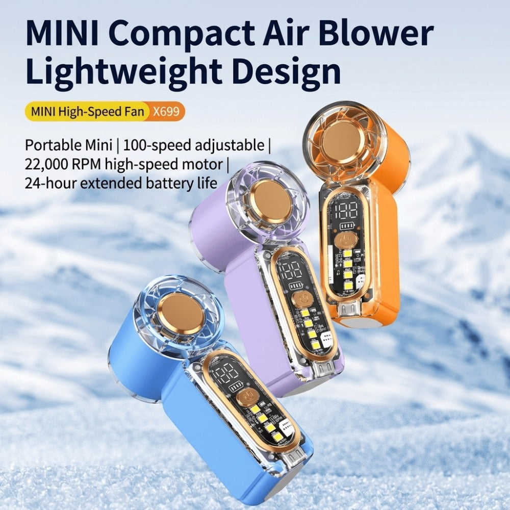 Pocket Fan (Mini Handheld 2 Pack 22000RPM Brushless Motor) with Digital Display for Camping and Travel