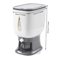 Rice Dispenser with Measuring Cup, 22LB Large Capacity 6-Chamber Sealed Grain Storage Container, Transparent Window, Moisture & Insect Resistant, One-Click Design for Rice Beans Flour Pet Food – Kitchen Cabinet Organizer