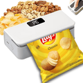 Portable Mini Bag Sealer USB Rechargeable – Handheld Food Sealer with Built-In Cutter for Fruits, Vegetables, Snacks & Chips – Compact Kitchen & Outdoor Picnic Sealing Tool, White & Blue