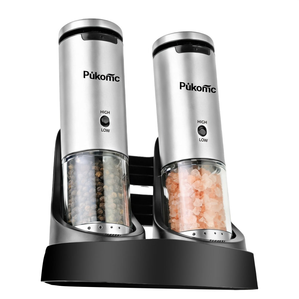 Electric Pepper Grinder Set with 6 Adjustable Coarseness Settings for Peppercorns and Spices