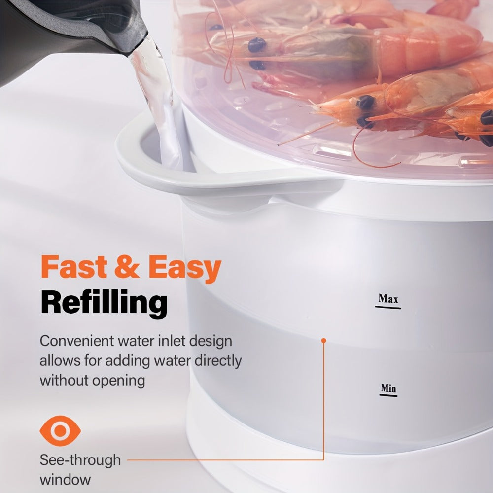 Electric Food Steamer 3-Tier 9.6QT Large Capacity, 800W Fast Cooking, 60-Min Timer, Boil-Dry Protection, Dishwasher Safe & BPA-Free