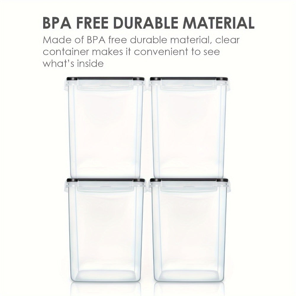 Food Storage Containers, Large Airtight Pantry Canisters 4 Pack, Lids for Flour Sugar Rice Cereal and Baking Supplies