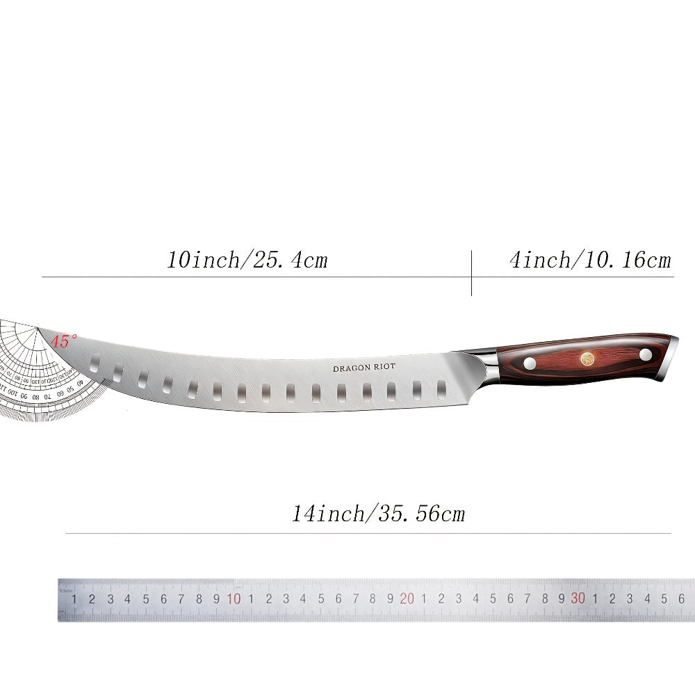 10 Inch Brisket Carving Knife with Ergonomic Wood Handle for BBQ