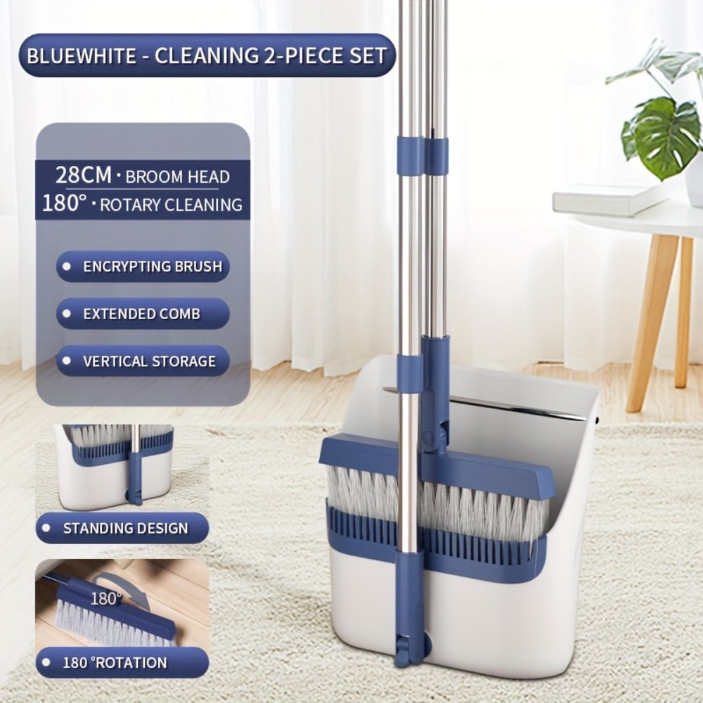 Broom And Dustpan Set with 50 Inch Extended Handle for Dust Hair Debris
