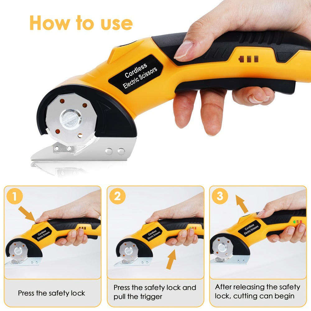Electric Scissors with Rechargeable Cordless and Battery Indicator for Fabric