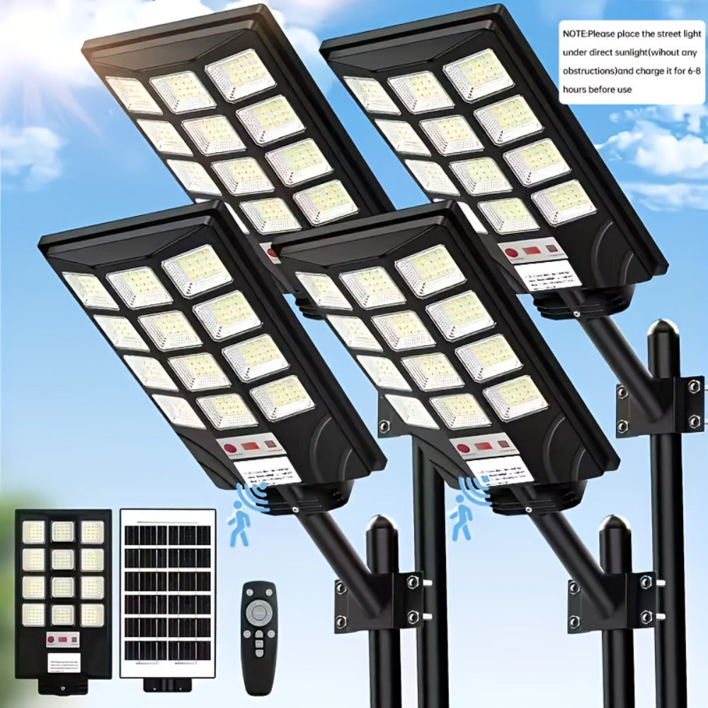 Solar Street Light, Dusk to Dawn for Commercial Area, Parking Lot & Night Security Lighting (2 or 4 Pack)
