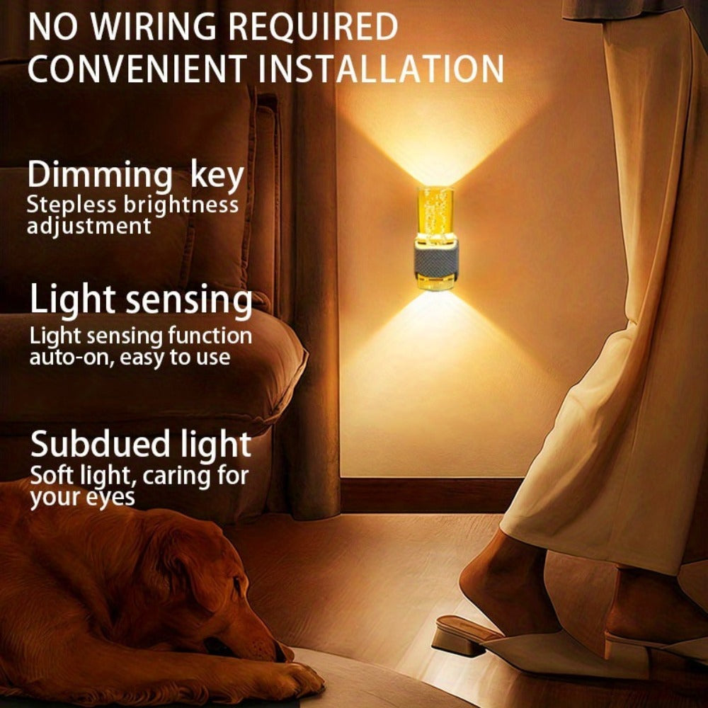 LED Dimmable 3000K Warm Light & Auto Sensor, 2 Pack for Hallway Bedroom, Adjustable / Dimmable, Plug In Night Light