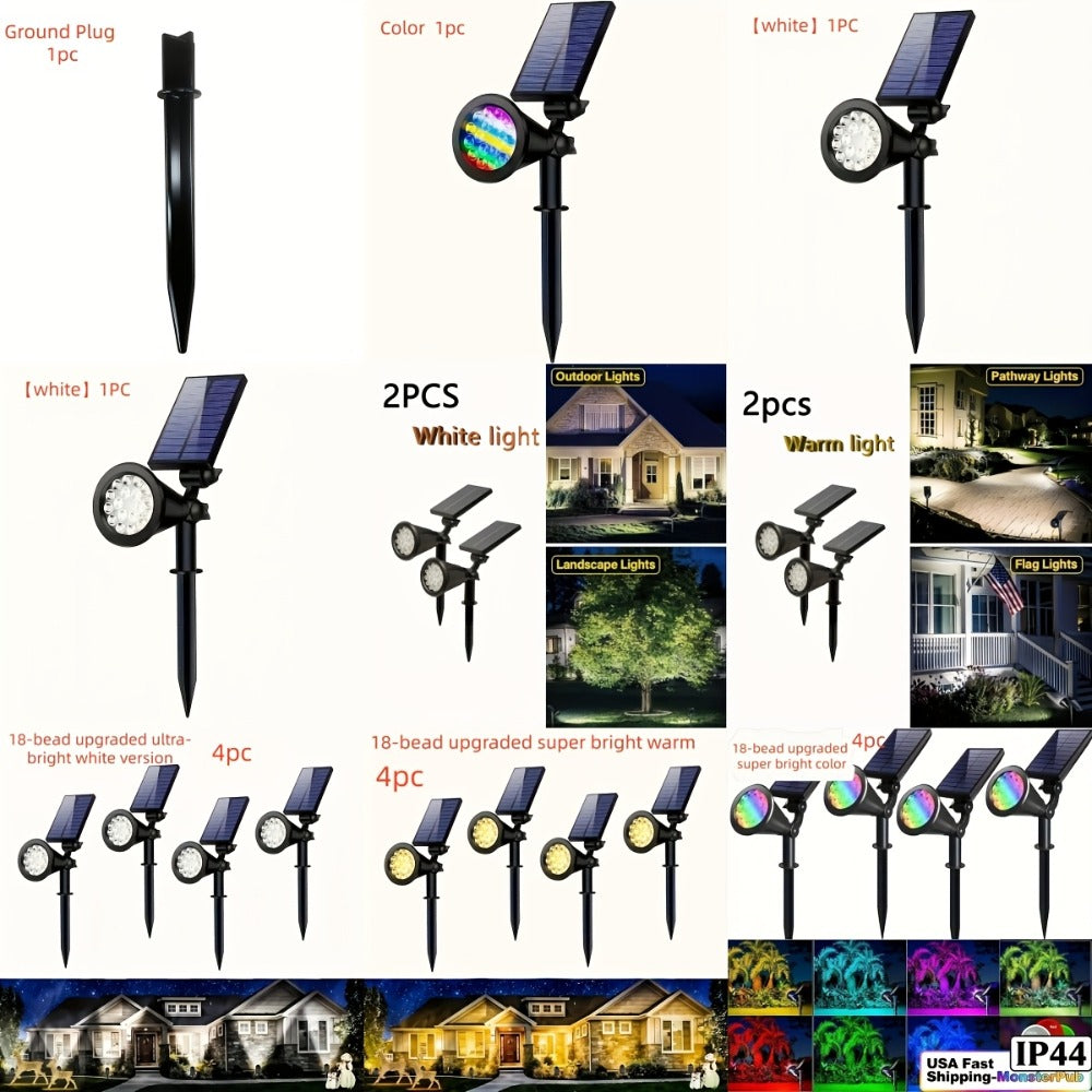 Solar Landscape Lights with 8 Color Modes Outdoor Solar Spotlight for Garden