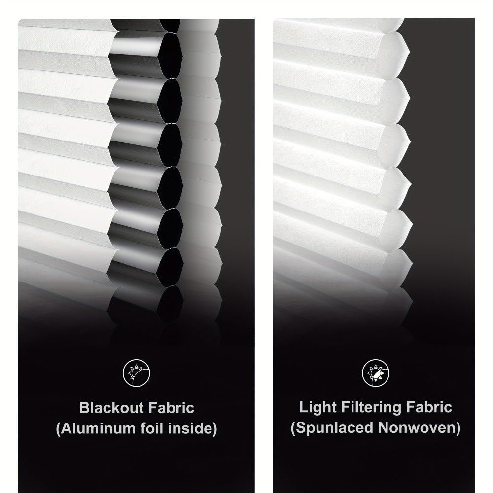 Cordless Honeycomb Cellular Shades No Drill No Tools Install - Color-Matched Blackout & Light Filtering Window Blinds, 64 Inch Height, Custom Width 21"-46", Energy Efficient Room Darkening Shades
