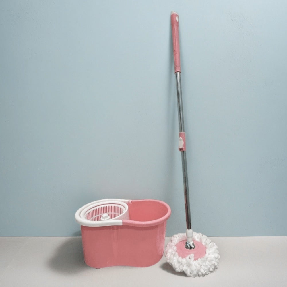 Floor Mop with 4 Microfiber Replacement Heads and Stainless Steel Adjustable Handle for Home Floor Cleaning