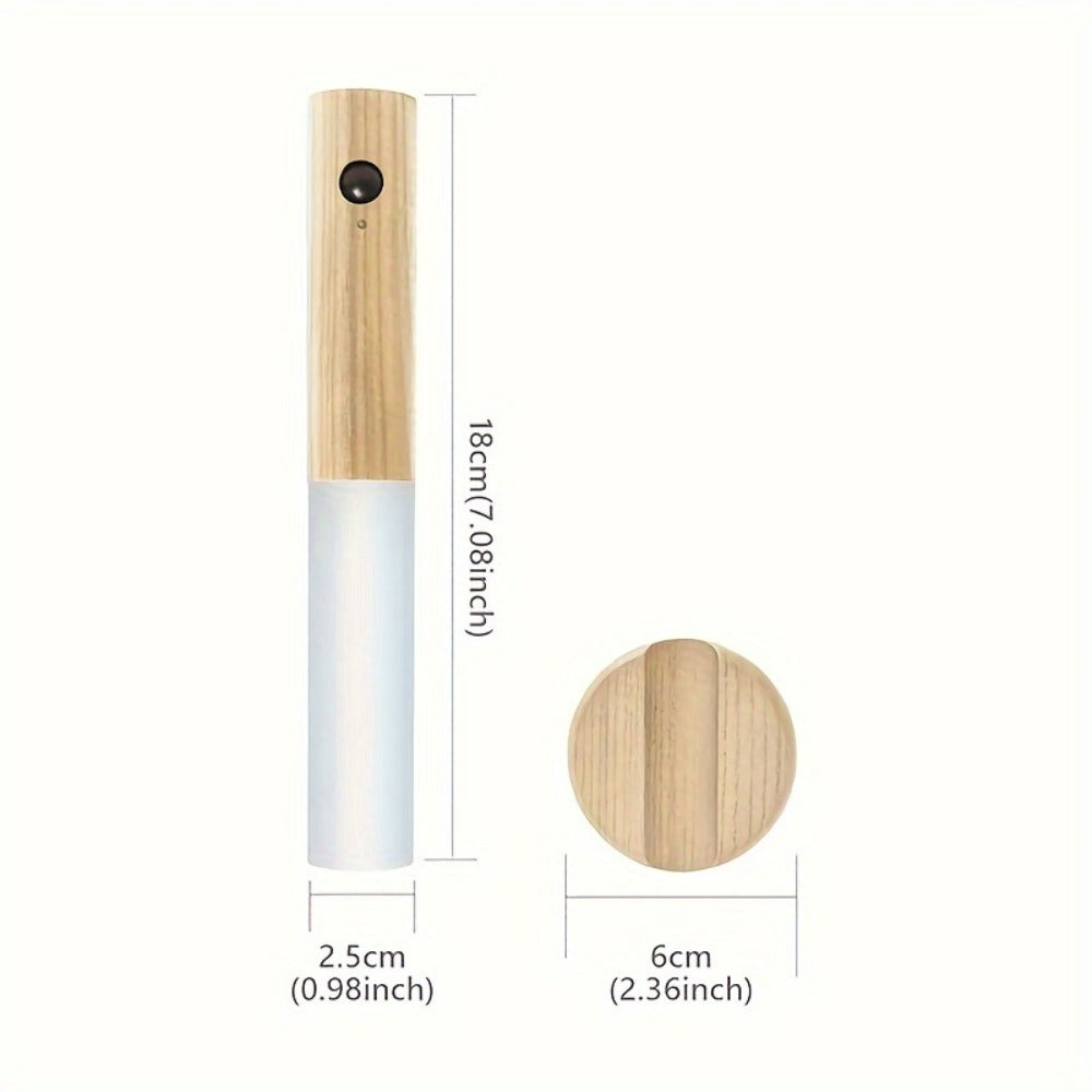 Motion Night Light, Rechargeable LED IPX4 Waterproof Wood Grain & Walnut Under Cabinet Step Lamp for Staircase