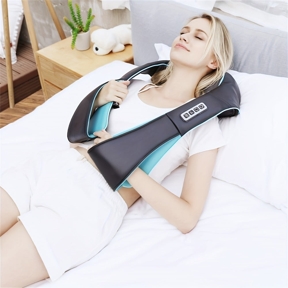 Neck Massager, Heated Shiatsu Kneading Pillow for Shoulders and Back, Portable Electric Design for Home Comfort