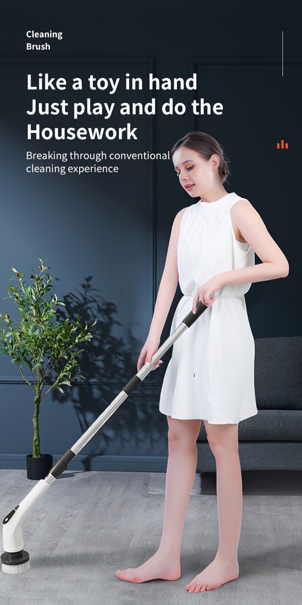Scrubber with 9 Interchangeable Brush Heads 5 Speed Settings and 3 Extendable Handles