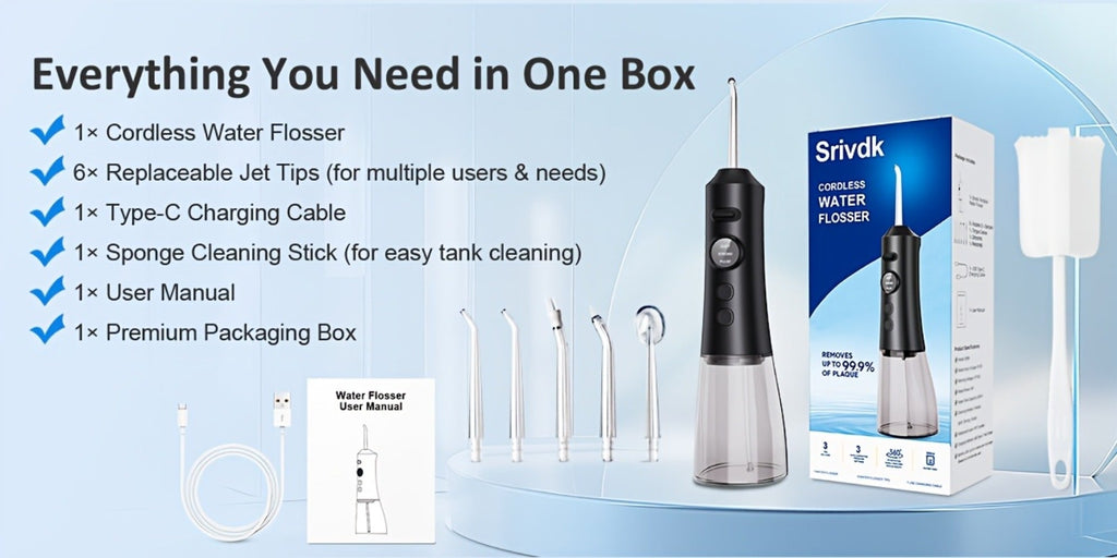 Water Flosser Cordless, Rechargeable Electric Dental Cleaner, Portable for Home & Travel Use