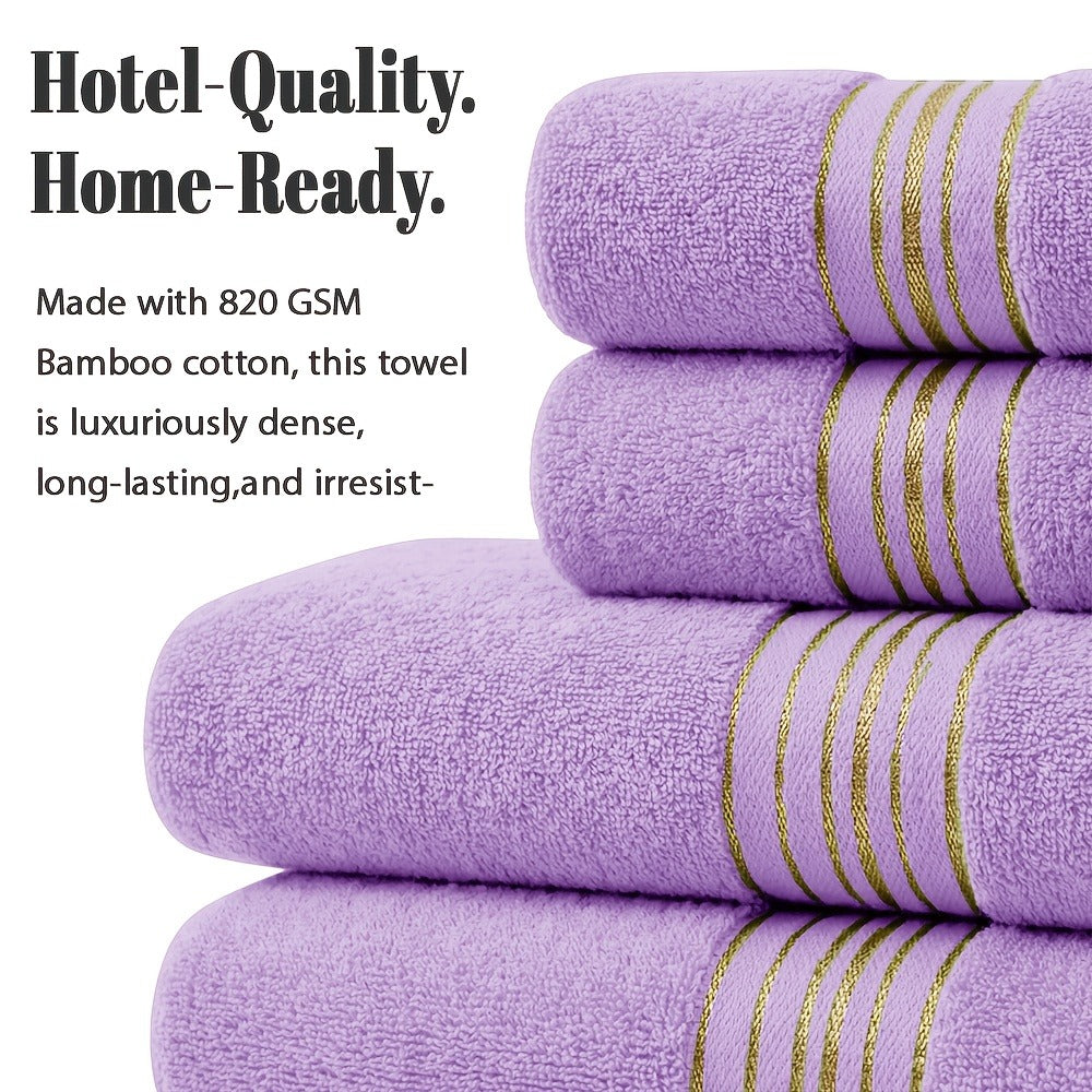 Bath Towel Set, 4-Pack 620GSM Bamboo Cotton Blend Super Soft Quick-Dry Absorbent Towels for Bathroom Spa Gym Travel