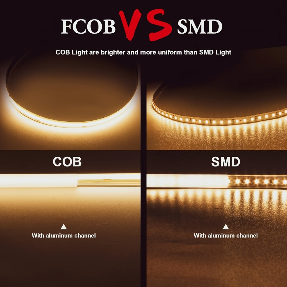 Cob Led Strip Light Dimmable 32.8ft 10m, 8mm Ultra-Thin 24V High Density Flexible COB LED Tape Light with Dimmer Switch, for TV Backlight