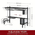 Over-the-Sink Dish Drying Rack, Adjustable Two-Tier 304 Stainless Steel Kitchen Organizer for 30 to 34-Inch Widths