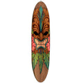 Wooden Surfboard Wall Art 15.74" – Rustic Tropical Beach Decor with Hibiscus & Tiki Mask Design, Frameless Recycled Wood Wall Hanging for Hawaiian Bar, Home, Summer & Vacation Theme Decor