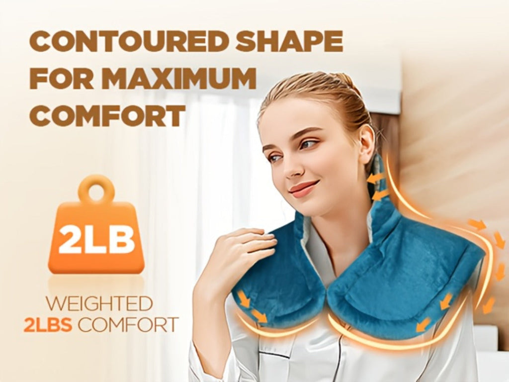 Heating Pad for Neck and Shoulders, Weighted Electric Wrap with Six Heat Settings and Automatic Shut-Off