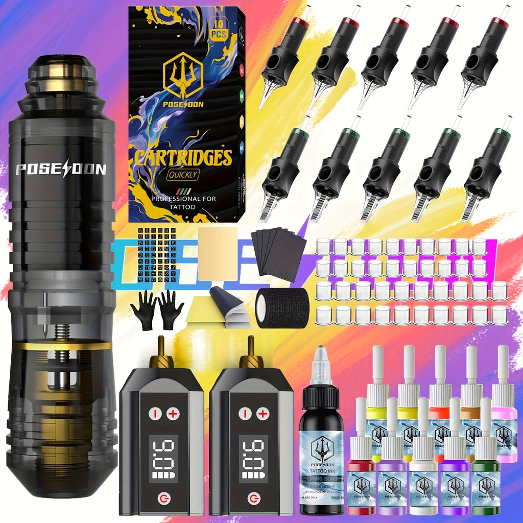 Tattoo Pen Kit with 11 Color Inks and Power Supply for Beginners and Artists