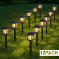 Solar Pathway Lights Outdoor Edison Style LED – Up to 12 Hours Auto On/Off IP44 Waterproof | Warm White Solar Garden Lights for Yard, Driveway & Walkway | Black & Brown Upgraded Stake Lights