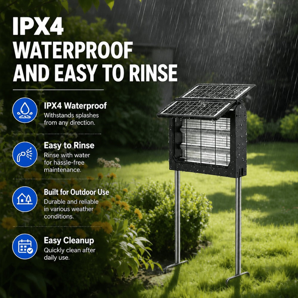 Bug Zapper, Solar Outdoor 4500V Electric Mosquito Killer, IPX4 Waterproof Insect Trap for Patio