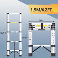 Telescoping Extension Ladder Aluminum Heavy Duty 330 LBS – 6.5 / 8.5 / 10.5 / 12.5 FT Folding Telescopic Ladder, Easy Store, Multi-Purpose for Roof Repair, Painting, Gutter Cleaning & Outdoor Work