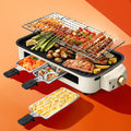 Indoor Electric Smokeless Grill 1500W – Raclette Table Grill with 3 Mini Pans, 16x9" Non-Stick Detachable Plate, Dishwasher Safe, Portable for Home Kitchen