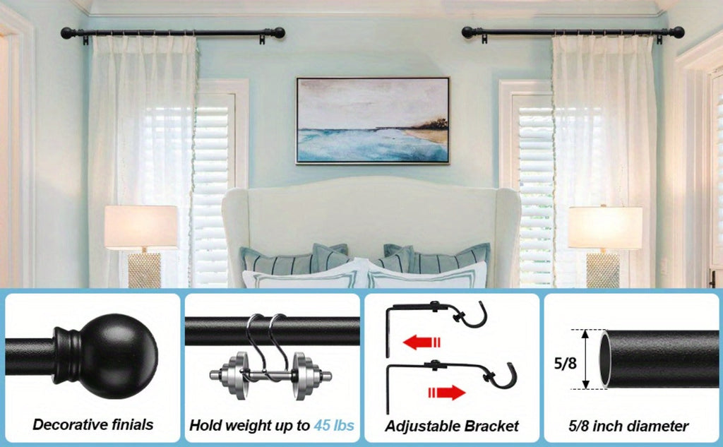Adjustable Curtain Rod in an Adjustable Design for Living Room and Kitchen