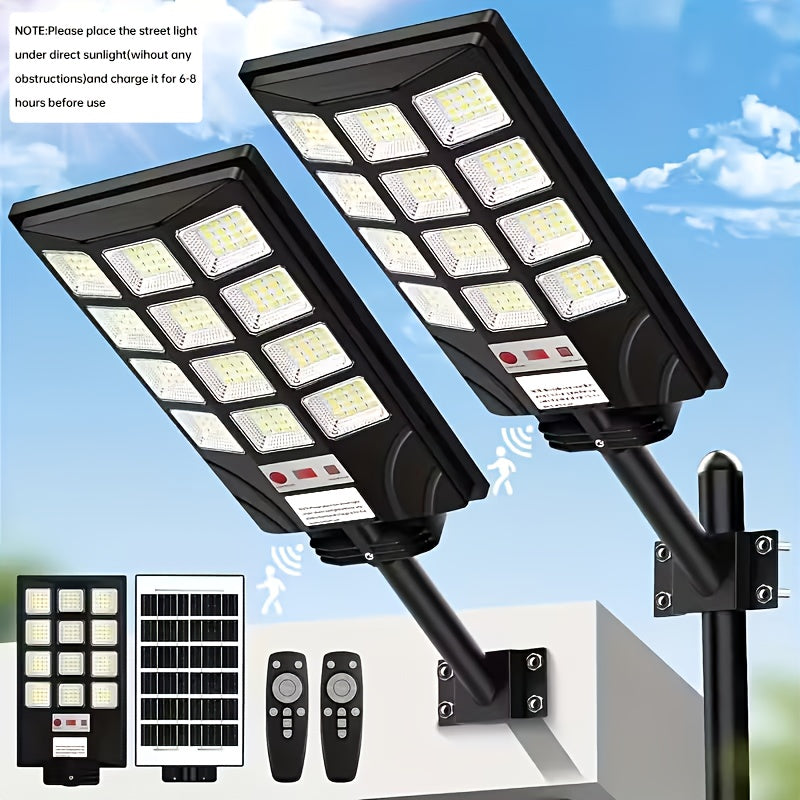Solar Street Light, Dusk to Dawn for Commercial Area, Parking Lot & Night Security Lighting (2 or 4 Pack)