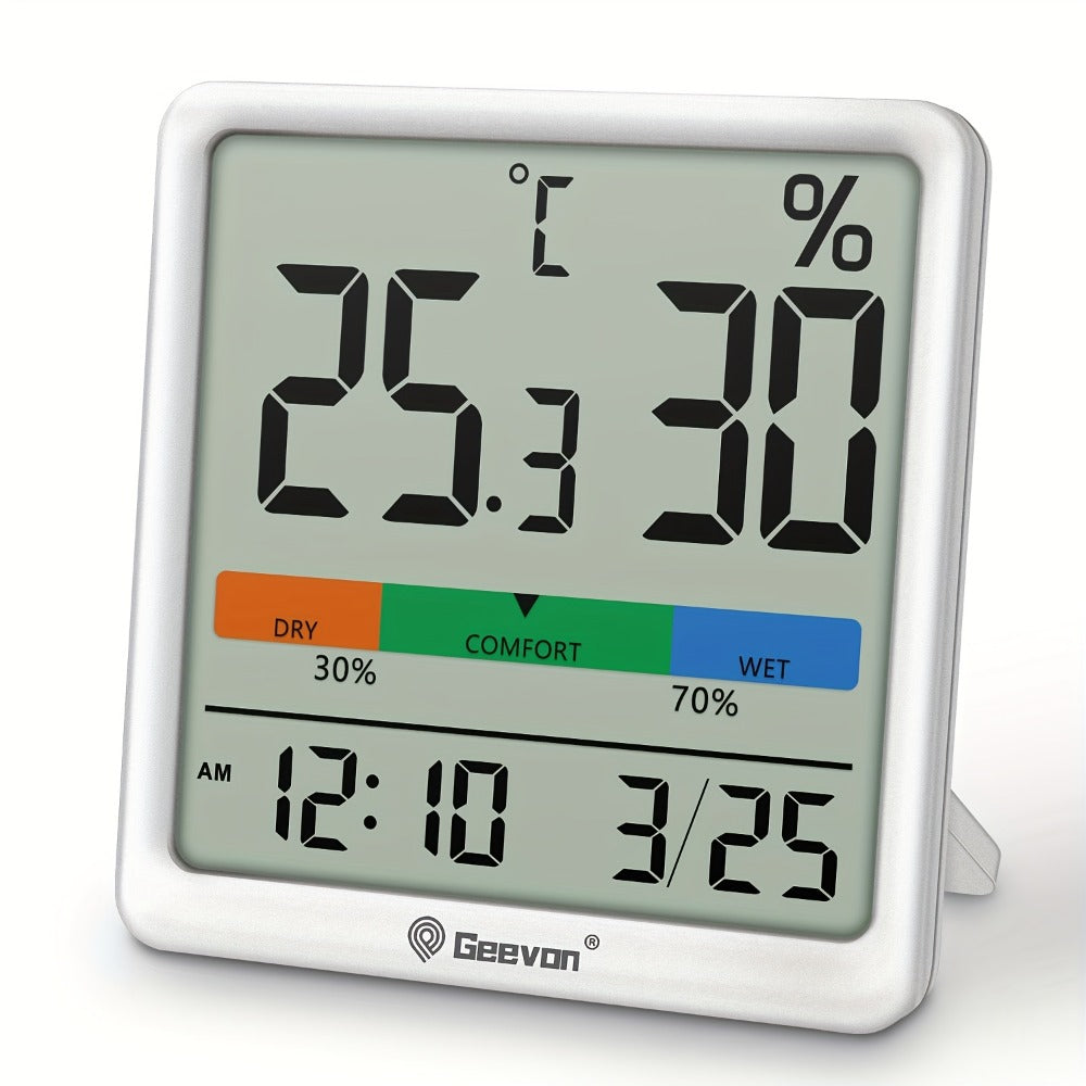 Digital Indoor Thermometer Hygrometer with Clock and Calendar for Home Office