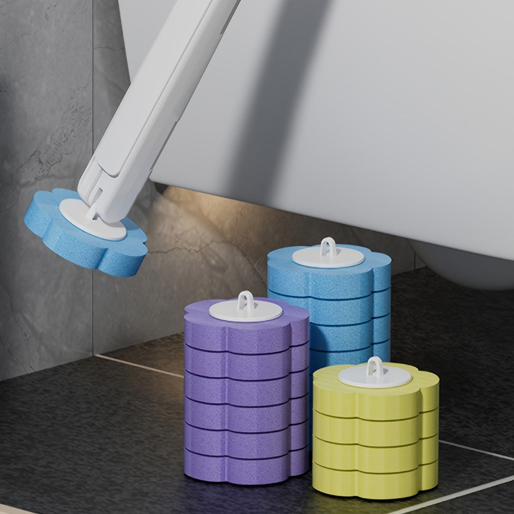 Disposable Toilet Brush with Bracket and Replaceable Heads for Home and Bathroom