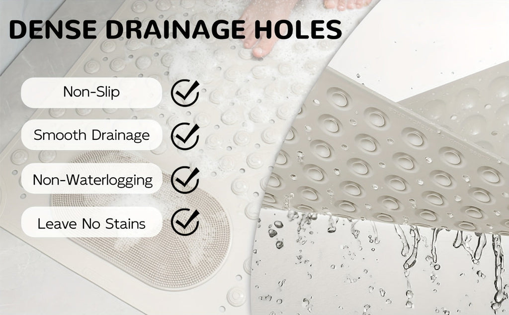 Non-Slip Bath Mat, Cushioned Shower and Tub Floor Mat with Massage Texture in Two Rectangular Sizes