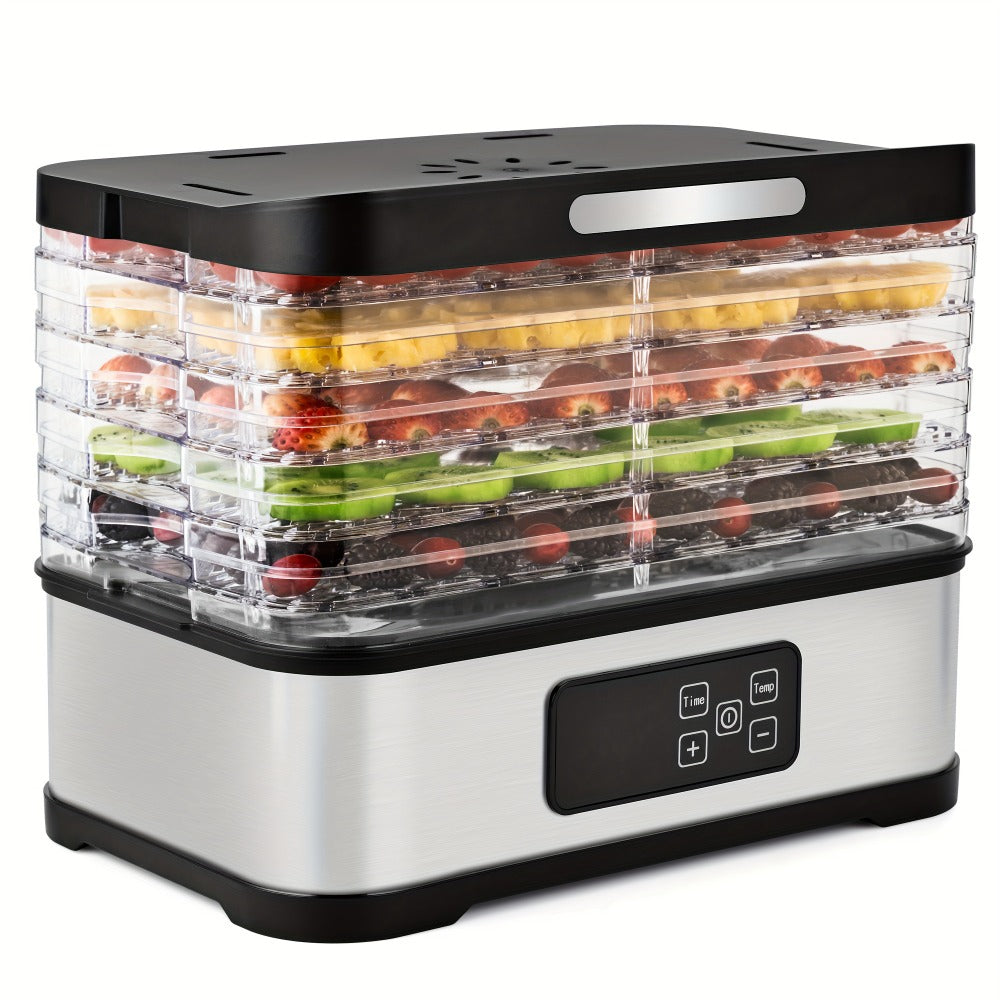Food Dehydrator Machine 5-Tray with Digital Thermostat & Timer | Stainless Steel | Jerky Fruits Herbs Veggies Yogurt Pet Treats | Ultra-Quiet Energy-Saving | Home Kitchen RV Camping Dehydrator