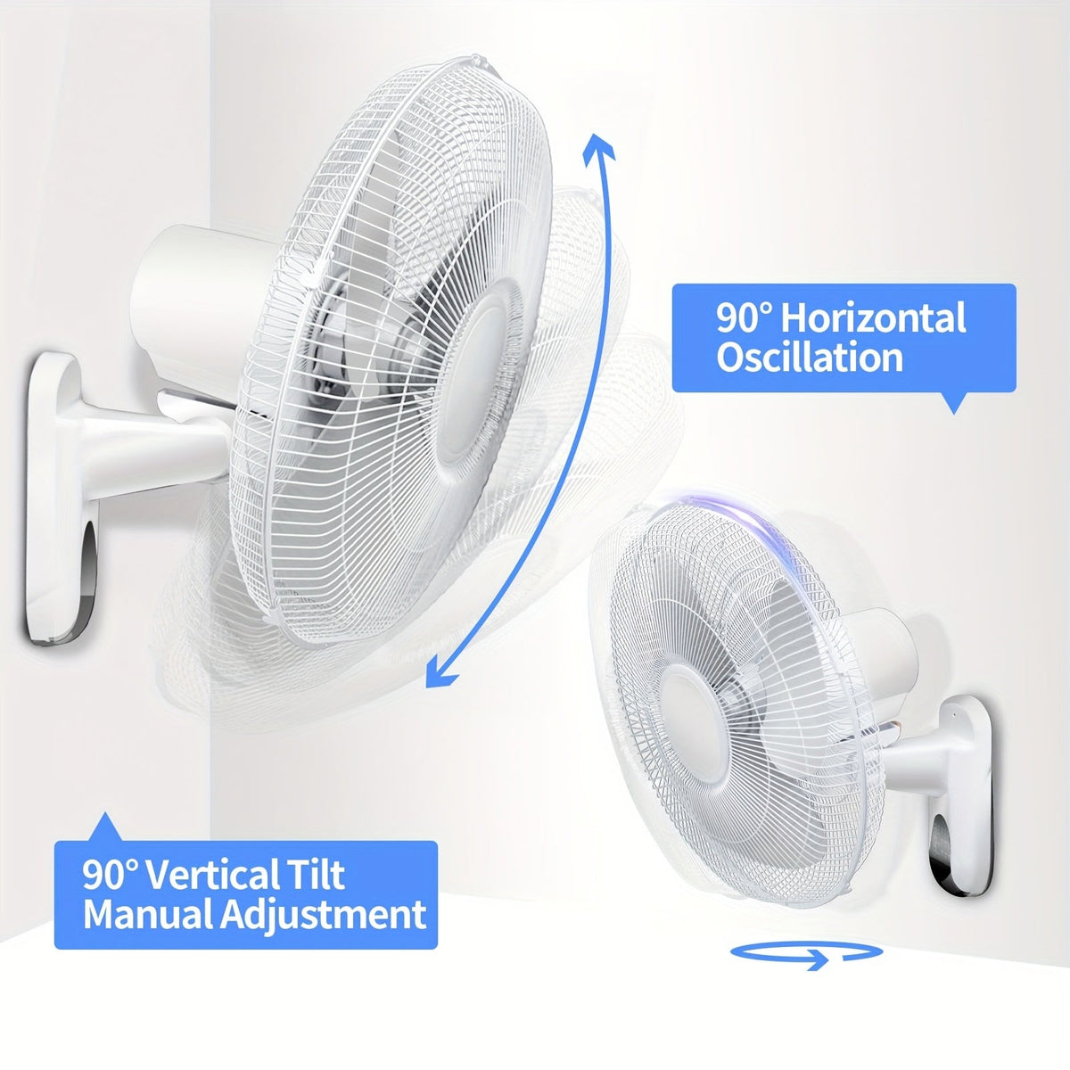 Wall Mounted Fan 18"/16" with 3 Speed Settings – Quiet Heavy Duty Electric Fan for Home, Garage & Industrial Use, Portable Shop Fan with Adjustable Tilt, Black or White