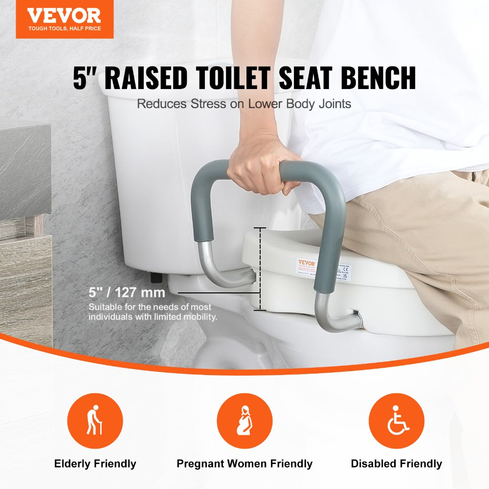 Raised Toilet Seat with 350 lbs Capacity for Seniors and Elderly