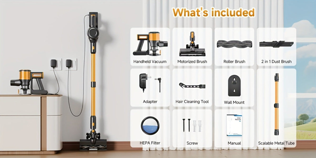 Cordless Stick Vacuum Cleaner 60Kpa 55-Min Runtime - Anti-Tangle Lightweight Handheld Vacuum for Hardwood Floor Carpet Pet Hair Corded Cordless 2200mAh Battery