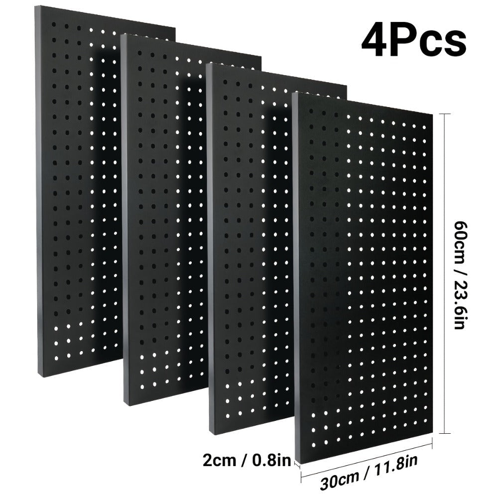 Pegboard Wall Panels in Heavy-Duty Steel, Two or Four-Pack Wall-Mounted Tool Organization for Garage Workshops
