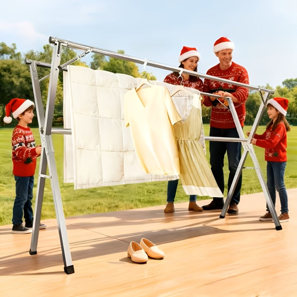 Laundry Drying Rack, Freestanding Stainless Steel Clothes Airer with Folding Frame for Home and Patio