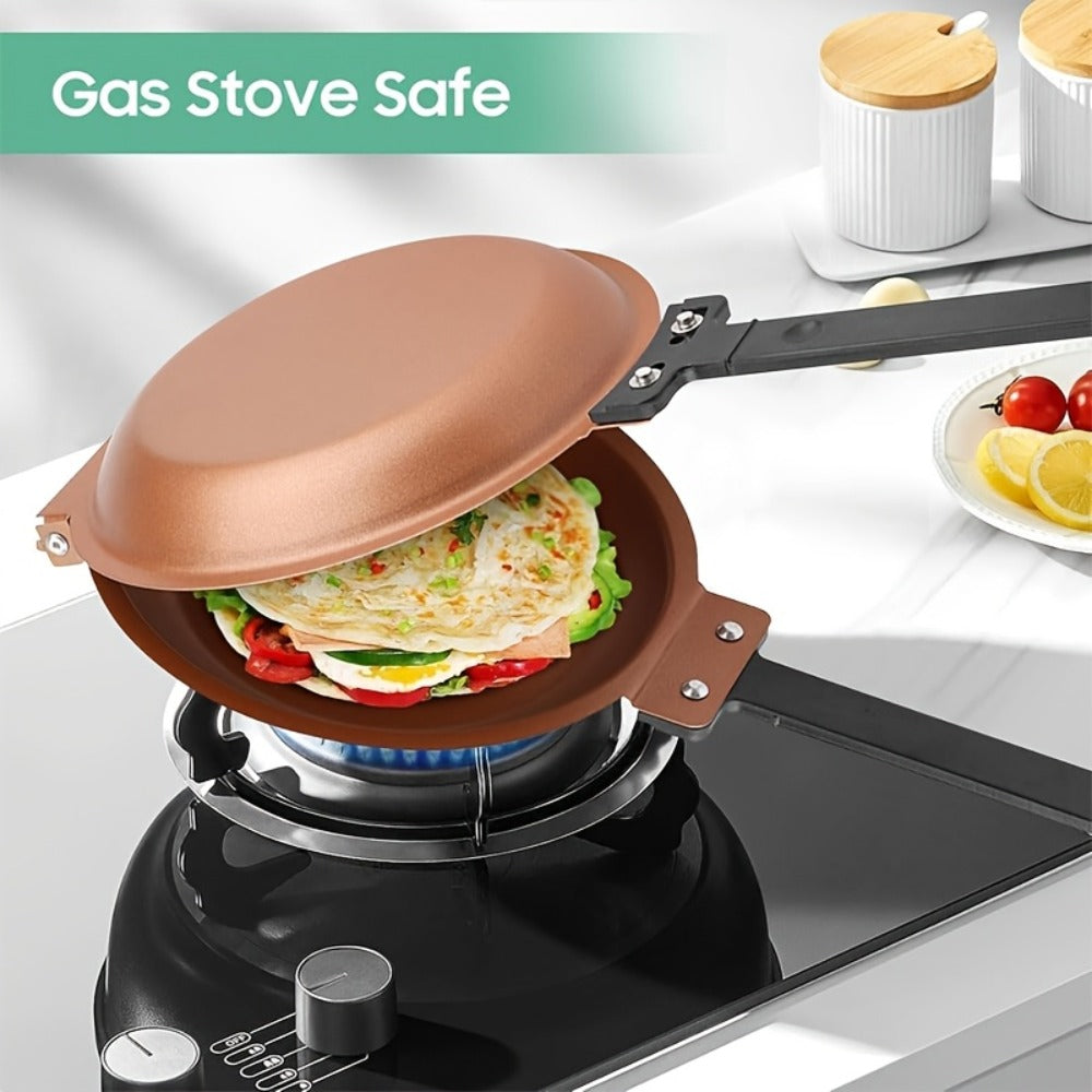 Double-Sided Non-Stick Omelette Pan – Reversible Flip Skillet for Fluffy Pancakes, Omelets & Italian Omelettes | Dishwasher Safe, Indoor & Outdoor Cooking, Camping Kitchen Essentials