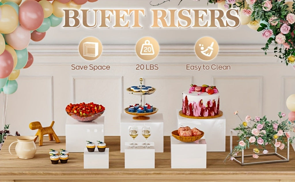 Dessert Display: Acrylic Buffet Risers Display Stand for Party Catering and Jewelry