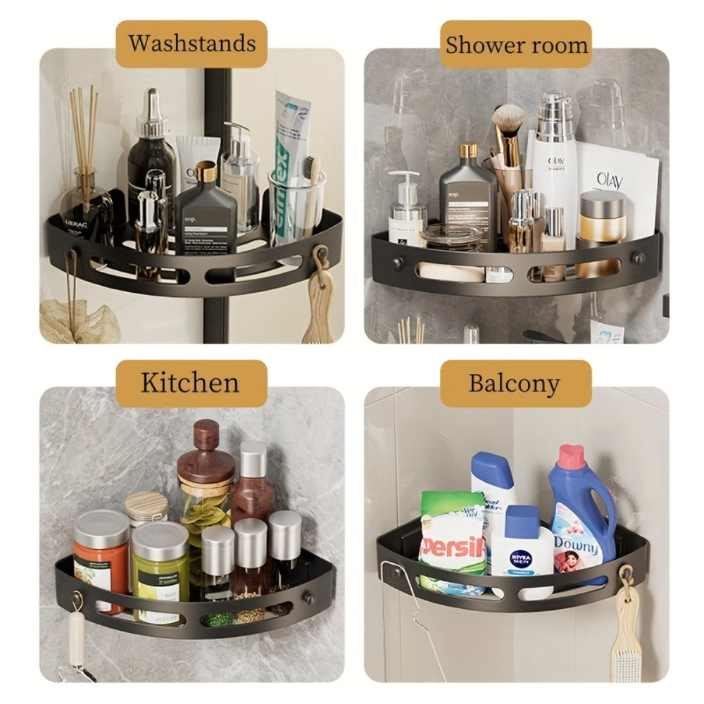 Shower Caddy, Corner Organizer 2pcs 2-Tier No-Drill Wall-Mounted Bathroom Shelf Rack, ABS Plastic Shower Shelves for Shampoo