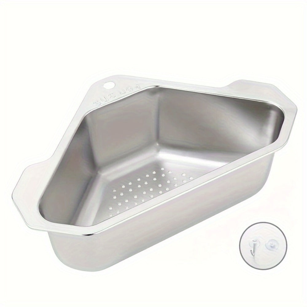 Kitchen Drain Strainer Basket 304 Stainless Steel Triangular Corner Sink Filter for Wash Basin