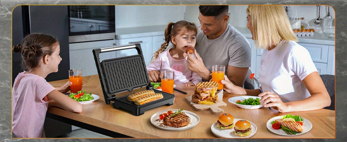 Sandwich Maker with Indicator Lights for Sandwiches Steaks Waffles