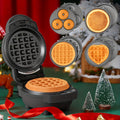 Mini Waffle Maker 4-in-1 with Removable Plates – Waffle, Pancake, Donut & Heart Shape, Non-Stick, Easy Clean, Recipe Included, Compact Breakfast Maker for Home