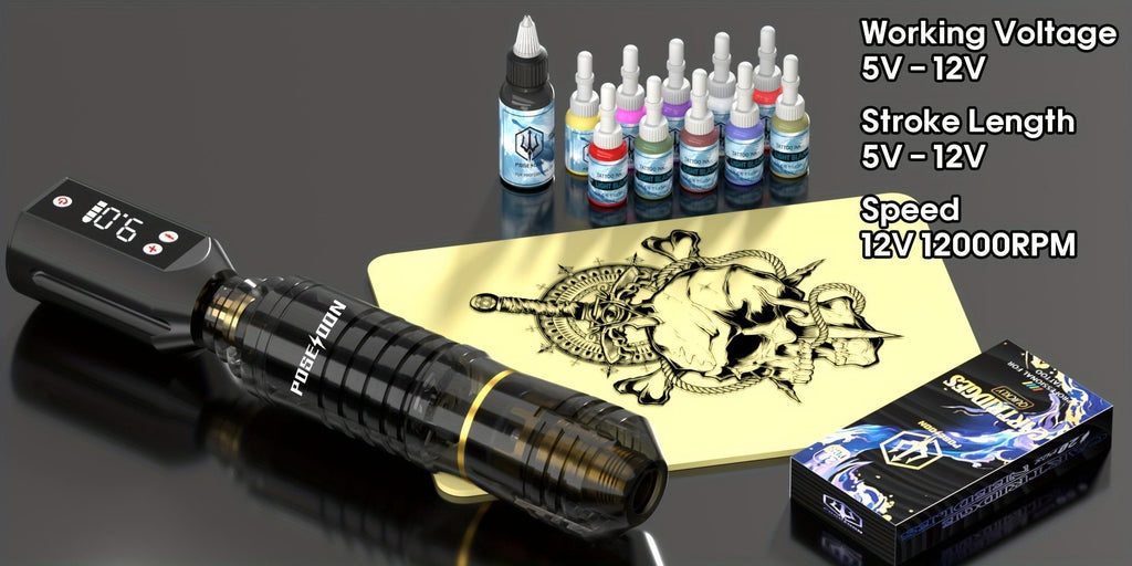 Tattoo Pen Kit with 11 Color Inks and Power Supply for Beginners and Artists