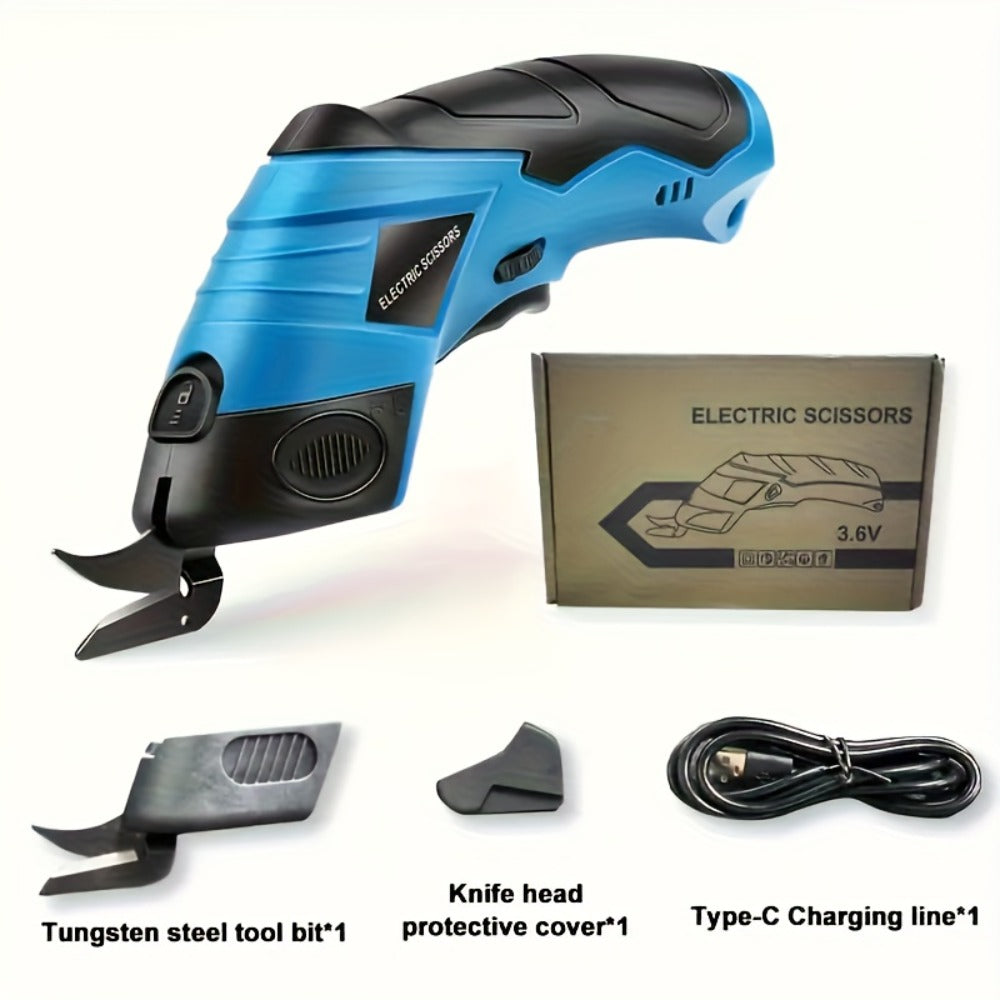 Electric Fabric Cutting Scissors USB Rechargeable – 1500mAh Cordless Precision Cutter for Clothing Leather Carpet Crafts Cardboard Ergonomic One-Touch