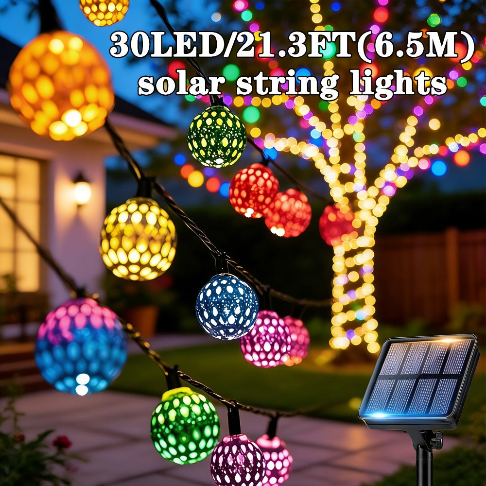 Solar String Lights Outdoor with 8 Modes and Boho Garden Lights for Patio