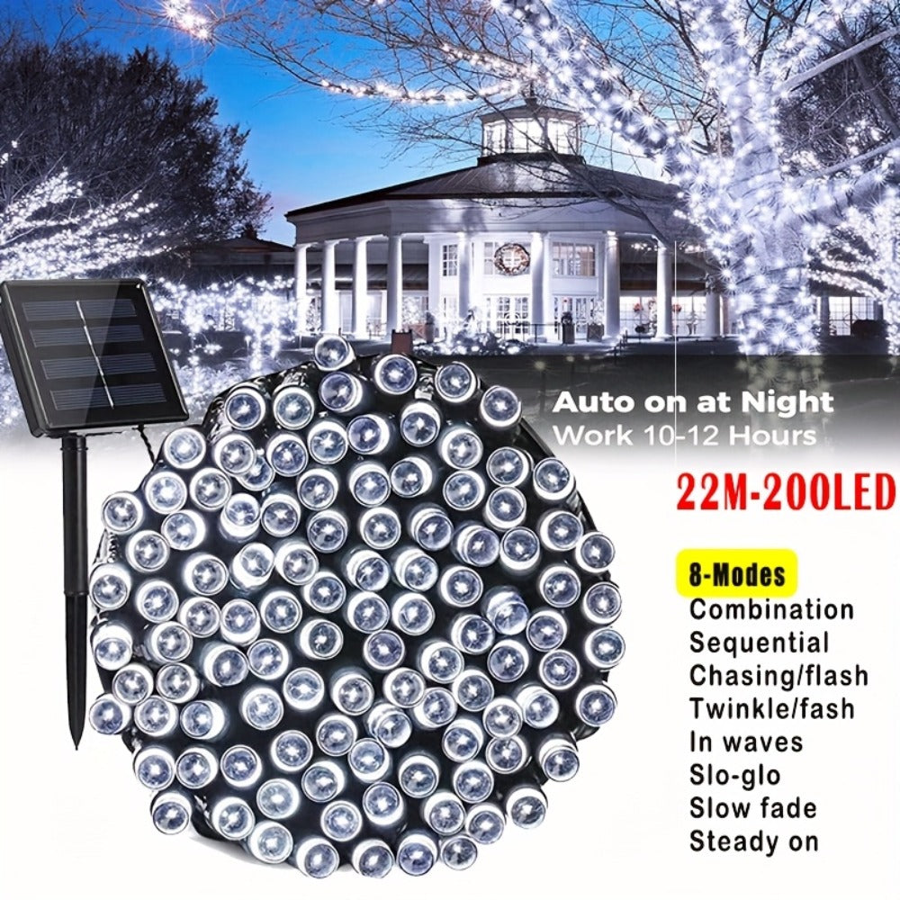 Solar String Lights in an Outdoor Design with Remote Control
