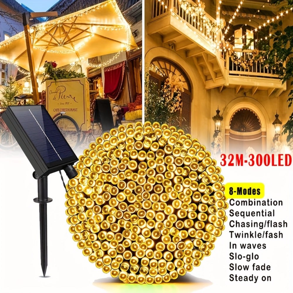 Solar String Lights in an Outdoor Design with Remote Control